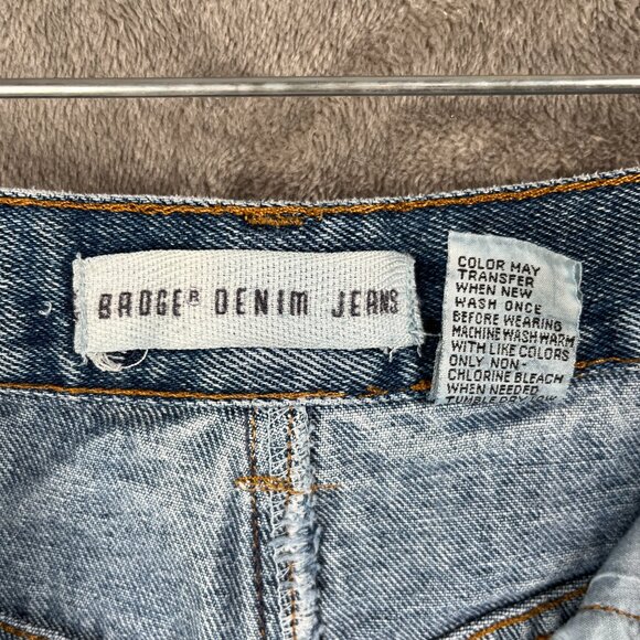 Badge Denim Shorts Women’s 14 Blue High Waist Vintage Bermuda Y2K Streetwear 90s - Picture 4 of 10